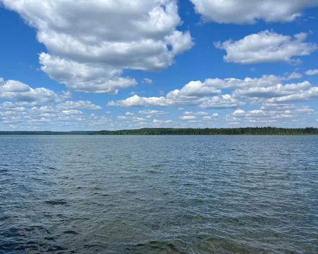 Looking across Greig Lake from the east shore